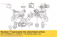 87512MAB610, Honda, label, accessories & loading honda xl 600 1994 1995 1996, New