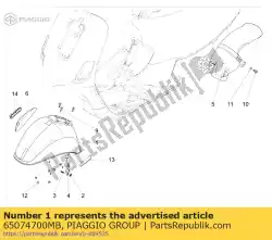 Aqui você pode pedir o protetor de respingo frontal em Piaggio Group , com o número da peça 65074700MB: