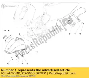 Piaggio Group 65074700MB protetor de respingo frontal - Lado inferior