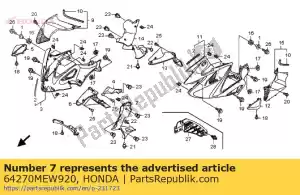 Honda 64270MEW920 capot, r. intérieur inférieur - La partie au fond