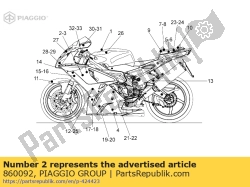 Aprilia 860092, Naklejka na górn? owiewk?, OEM: Aprilia 860092