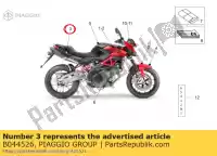 B044526, Piaggio Group, achterkuip sticker aprilia  shiver zd4rab00, zd4rad00 750 2007 2008 2009 2010 2011 2012 2013 2016, Nieuw