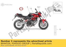 Aprilia B044526, Decalque da carenagem traseira, OEM: Aprilia B044526