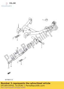 suzuki 0918010040 spacer 10x16x38 - Bottom side