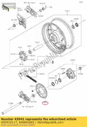 Ici, vous pouvez commander le pignon-moyeu, 42t auprès de Kawasaki , avec le numéro de pièce 420410117: