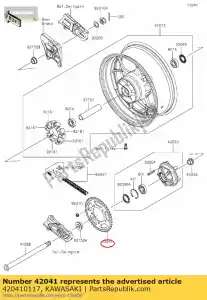 Kawasaki 420410117 pignon-moyeu, 42t - La partie au fond