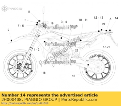 Aprilia 2H000408, Naklejka na tyln? owiewk? ?aprilia racing?, OEM: Aprilia 2H000408