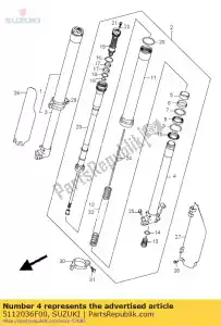 Suzuki 5112036F00 tube,inner,lh - Bottom side