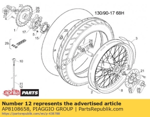 aprilia AP8108658 achterste spaak d.4 - Bovenkant