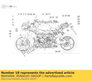 Piaggio Group B045094 etiqueta del protector del tanque - Lado inferior