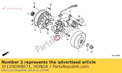 Aquí puede pedir estator comp. (mitsuba) de Honda , con el número de pieza 31120GW8671: