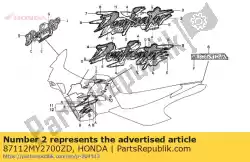 Tutaj możesz zamówić pasek a, l * typ7 * od Honda , z numerem części 87112MY2700ZD: