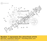 893764, Aprilia, adesivo per carenatura anteriore, Nuovo