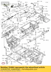 Ici, vous pouvez commander le 01 pipe-comp,rr charnière de porte,l auprès de Kawasaki , avec le numéro de pièce 310640704: