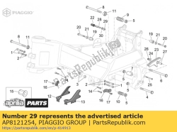 Aprilia AP8121254, Afstandsstuk motor linksvoor, OEM: Aprilia AP8121254