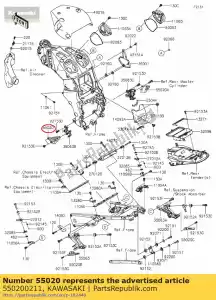 kawasaki 550200211 protector, escalón delantero, lh zx1400a6f - Lado inferior