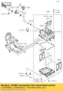 kawasaki 132800883 01 holder,air filter element - Bottom side