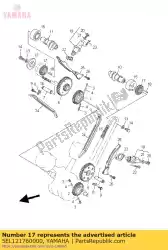 Here you can order the sprocket, cam chain from Yamaha, with part number 5EL121760000: