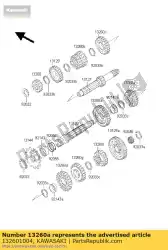 Qui puoi ordinare marcia, seconda uscita, 28t kdx200-e1 da Kawasaki , con numero parte 132601004: