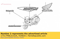 Honda 17517MBL610ZA, Segno, l. serbatoio carburante * tipo1 * (tipo1), OEM: Honda 17517MBL610ZA