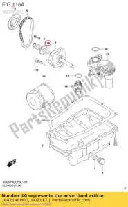 Suzuki 1642148H00 pino, bomba de óleo - Lado inferior