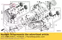 33130MCA003, Honda, Unità di regolazione, r. faro honda  gl st 1300 1800 2001 2002 2003 2004 2005 2006 2007 2008 2009 2010 2012 2013 2017, Nuovo