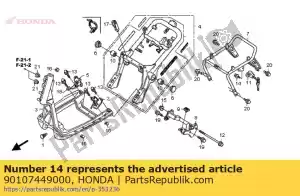 Honda 90107449000 parafuso, conjunto de suporte de capacete - Lado inferior