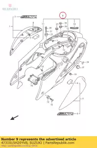 Suzuki 4731015H20YVB deksel, frame - Onderkant