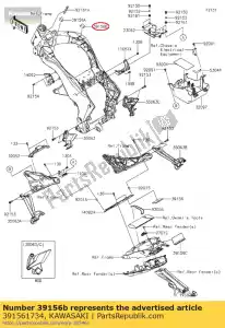 Kawasaki 391561734 pad,fr frm,rh - Bottom side