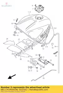 Suzuki 68111434000JW emblem,tank - Bottom side