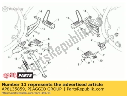 Aprilia AP8135859, Achterste voetsteunen paar, OEM: Aprilia AP8135859