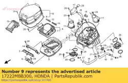 afdichting, luchtfilter van Honda, met onderdeel nummer 17222MBB300, bestel je hier online: