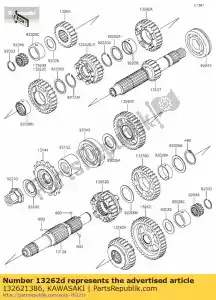 kawasaki 132621386 01 gear,input 3rd,25t - Bottom side