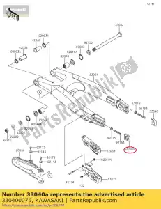 Kawasaki 330400075 verstelketting, links - Onderkant