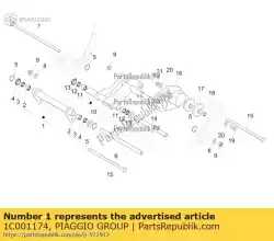 Aquí puede pedir brazo oscilante lateral del chasis de Piaggio Group , con el número de pieza 1C001174: