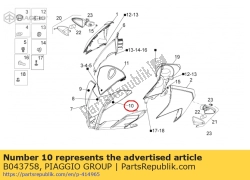 Aprilia B043758, Décalque de carénage avant lh, OEM: Aprilia B043758