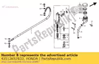 43512KS7833, Honda, tubo, olio honda cr  r crm mk i ii cr125r cr250r cr500r 1 2 125 500 250 , Nuovo