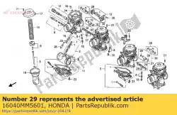 pakkingset b van Honda, met onderdeel nummer 16040MM5601, bestel je hier online: