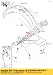 Here you can order the fender-comp-rear,l. Green kx65- from Kawasaki, with part number 350221342290: