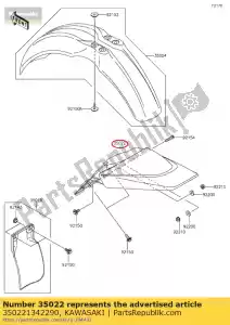 kawasaki 350221342290 fender-comp-rear,l.green kx65- - Bottom side