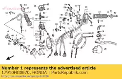 kabel comp., throt van Honda, met onderdeel nummer 17910HC0670, bestel je hier online: