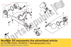 Aquí puede pedir collar, fr. Ajuste de guardabarros de Honda , con el número de pieza 61101KE1000: