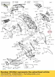 pad, zijdeksel, rechts zx1400fcf van Kawasaki, met onderdeel nummer 391560878, bestel je hier online: