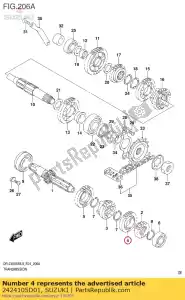 suzuki 2424105D01 gear,4th drive, - Bottom side