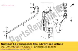 bout, rr. Hoofdcilinder van Honda, met onderdeel nummer 90109KZ9000, bestel je hier online: