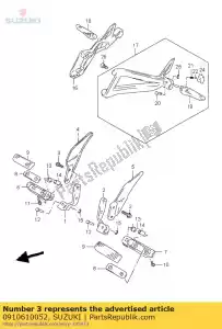 Suzuki 0910610052 bolt,10x24 - Bottom side