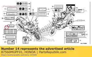 Honda 87560MGPF01 label, franse vertaling - Onderkant