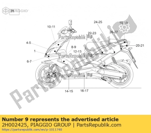 aprilia 2H002425 autocollant de protection de couvercle gauche 