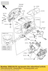 cover-koplamp, l. Groen van Kawasaki, met onderdeel nummer 550220059290, bestel je hier online: