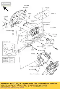 Kawasaki 550220059290 cover-koplamp, l. groen - Onderkant